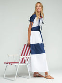 Vilagallo Blue And White Striped Dress