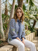 Vilagallo Blue And Cream Diamond Print Shirt