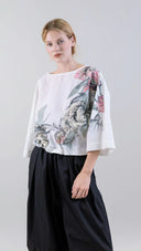 Psophia White Top Pink Multi Flower Print