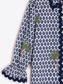 Vilagallo Blue And Cream Diamond Print Shirt
