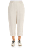 Grizas Linen Trouser With Turn Up In Stone