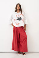 Bize Gavdos Pansy Print Shirt In Cream And Rose