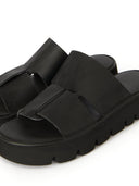 Lofina Gas Black Leather Slider Sandals