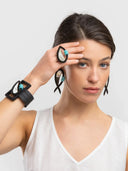 Indira Buffalo Horn And Resin Earrings In Grey And Duck Egg