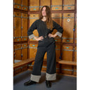 Henriette Steffensen Flare Trousers In Soft Black And Elephant