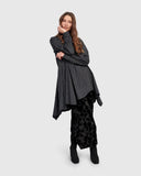 Alembika Tunic Pinstripe Grid With Velvet Print Collar