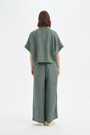 Tirelli Boxy Button Linen Shirt In Petrol