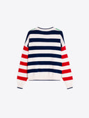 Vilagallo Red And Navy Striped Sweater With Dog Motif