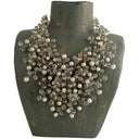 Lotusfeet Crystal And Bead Necklace In Grey Smoke