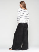 Vilagallo Palazzo Black Velvet Trousers With Shimmer