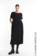 La Haine Black Dress with Side Ruching