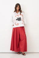 Bize Gavdos Pansy Print Shirt In Cream And Rose