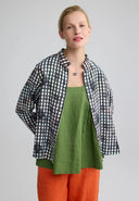 Luukaa Mireya Linen Shirt In Black And white Check