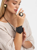 Indira Mango Wood Pointed Bracelet In Black