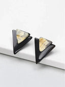 Indira Buffalo Horn Earring Grey/Yellow
