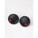 Indira Mango Wood Earrings In Black With Red Spot