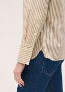 Rosso35 Long Sleeve Mandarin Collar Shirt In Camel