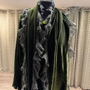 Grizas Long Velvet Scarf In Dark Green