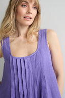 Sahara Linen Pleat Front Sleeveless Dress in Dahlia