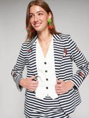 Vilagallo Navy And White Jacket With Heart Embroidery