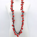 Jianhui Hand Woven Cord Beaded Necklace In Berry Red