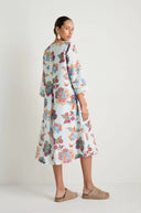Sahara Botanical Floral Flare Linen Dress