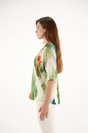 Maud & Sacha V Neck Knit in Green Tie Dye