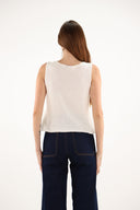 Maud & Sacha 2 Button Vest Knit in Ivory