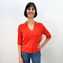 Estheme Silk Polo Top in Chilli
