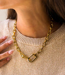 Zag Gold Link Short Necklace With Two Large Links