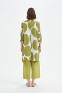 Tirelli Handkerchief Hem Shirt In Chartreuse And White Spot