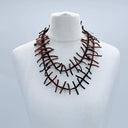 Jianhui Handpainted Leather Fir Necklace In Copper