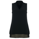 Kozan Black Sleeveless Top With Net Hem