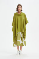 Tirelli Oversized Linen Poncho In Chartreuse Green