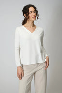 Sahara Ecru Viscose Jersey V Neck Top