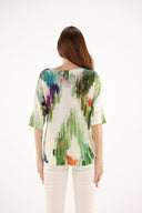Maud & Sacha V Neck Knit in Green Tie Dye