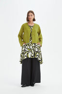 Tirelli Tie Front Linen Top In Chartreuse Green