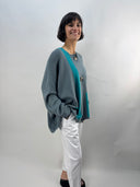 KnitKnit Oversized Cardigan In Grey/Petrol