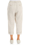 Grizas Linen Trouser With Turn Up In Stone