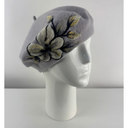 Rabionek Beret With Flower In Pale Grey
