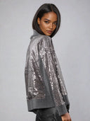Religion Hailey Turtleneck Grey Marl Sequin Sweater