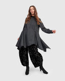 Alembika Tunic Pinstripe Grid With Velvet Print Collar