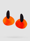 Indira Dyed Horn Earrings In Orange And Black