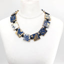 Jianhui Gilded Square Handmade Necklace In Black/Gold or Royal Blue/Gold