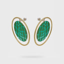 Katerina Vassou Brass Earrings with Green Animal Print Pattern