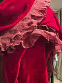 Grizas Long Velvet Scarf In Red