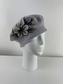 Rabionek Beret With Flower In Pale Grey