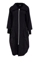 Naya Hooded Coat With D Ring Pockets In Black
