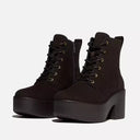 Fitflop Platform Suede Heeled Lace-Up Boots In Chocolate Brown