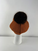 Rabionek Wool Beret With Pom Pom In Burnt Orange